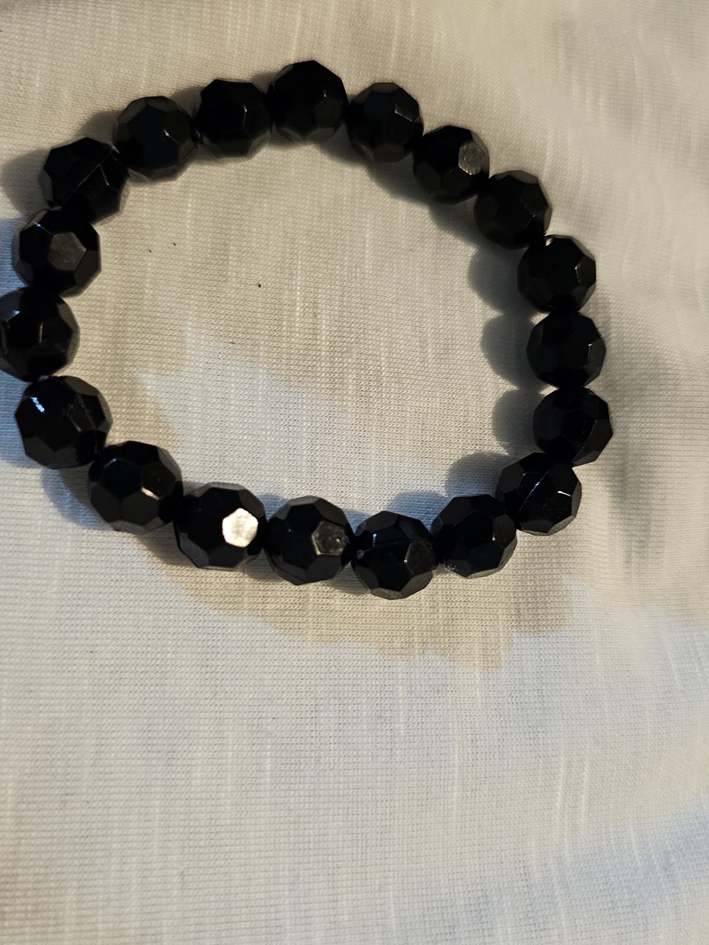 Faceted Black Bead Stretch Bracelet - Women Jewelry